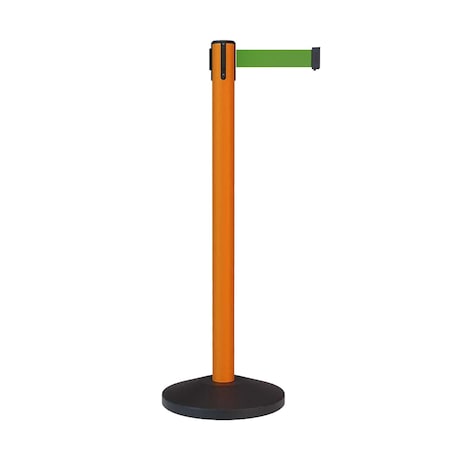 Montour Line Stanchion Belt Barrier Orange Post 9ft. Green Belt ES400-OR-GN-90